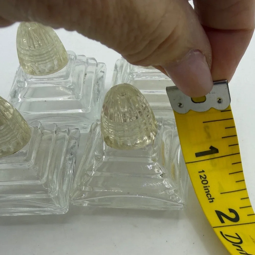Vintage Clear‎ Glass Square Tiered Mini Salt and Pepper Shakers Set of 4 Beehive